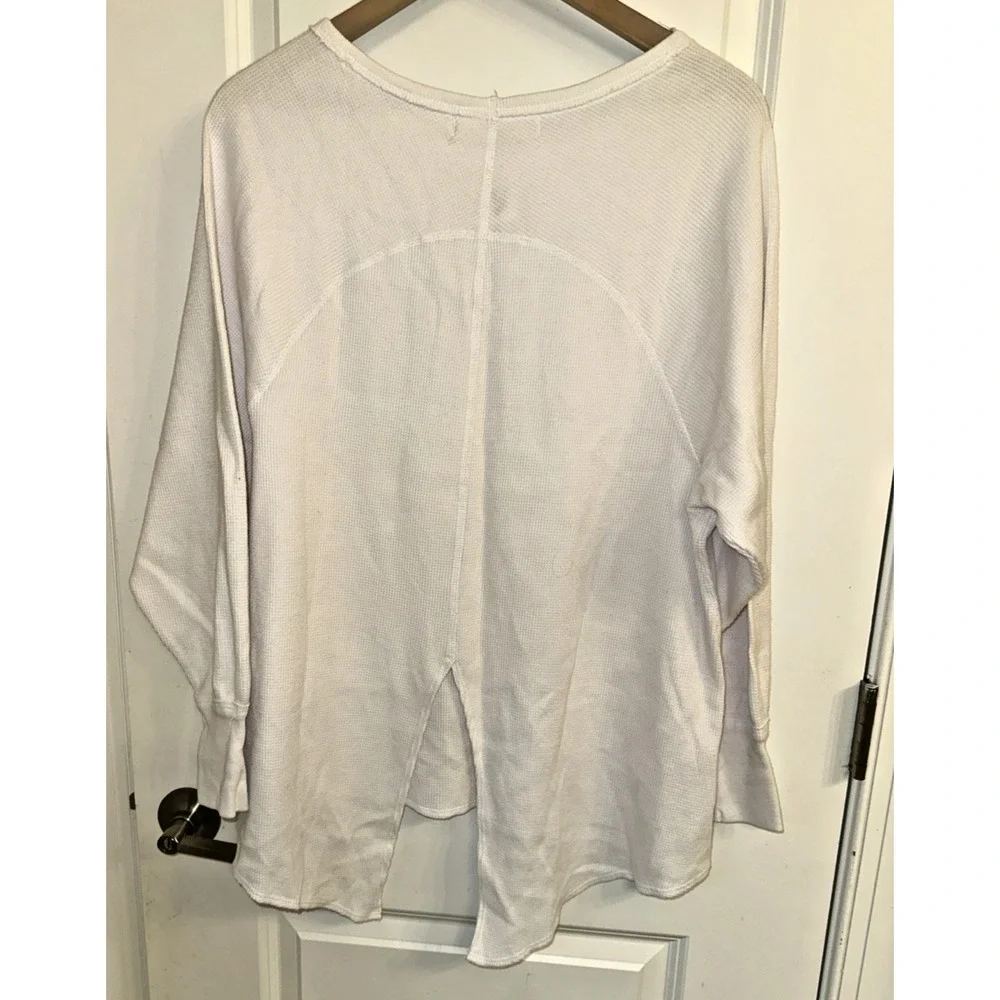Free People Women Sze XS Amelia Tunic Shirt Ribbed White Relaxed Fit Resort Wear